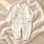 The Printed Cotton Baby Romper — Ivory on ivory linen