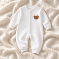 The Classic Button Knit Romper — white on ivory linen
