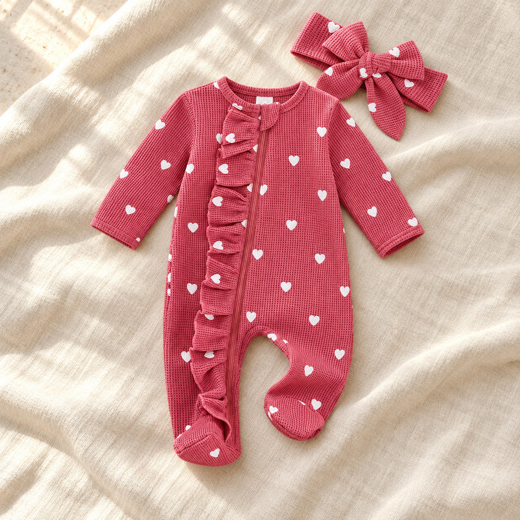 The Ruffle Footed Romper & Headband — Style 07 studio product photo