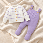 The Knit Jacket & Romper Set — Style 01 on ivory linen