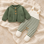 The Knit Cardigan & Strap Romper Set — Style 04 on ivory linen