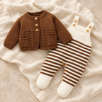 The Knit Cardigan & Strap Romper Set — Style 05 on ivory linen