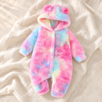The Plaid Plush Hooded Romper — Style 02 on ivory linen