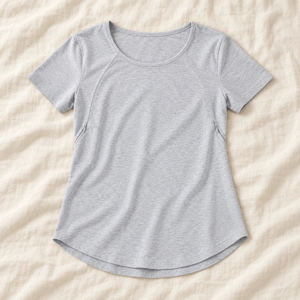 Tots & Moms nursing T-shirt — GRAY — product photograph