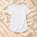 Zip-Access Short-Sleeve Nursing T-Shirt, WHITE, on warm cream linen