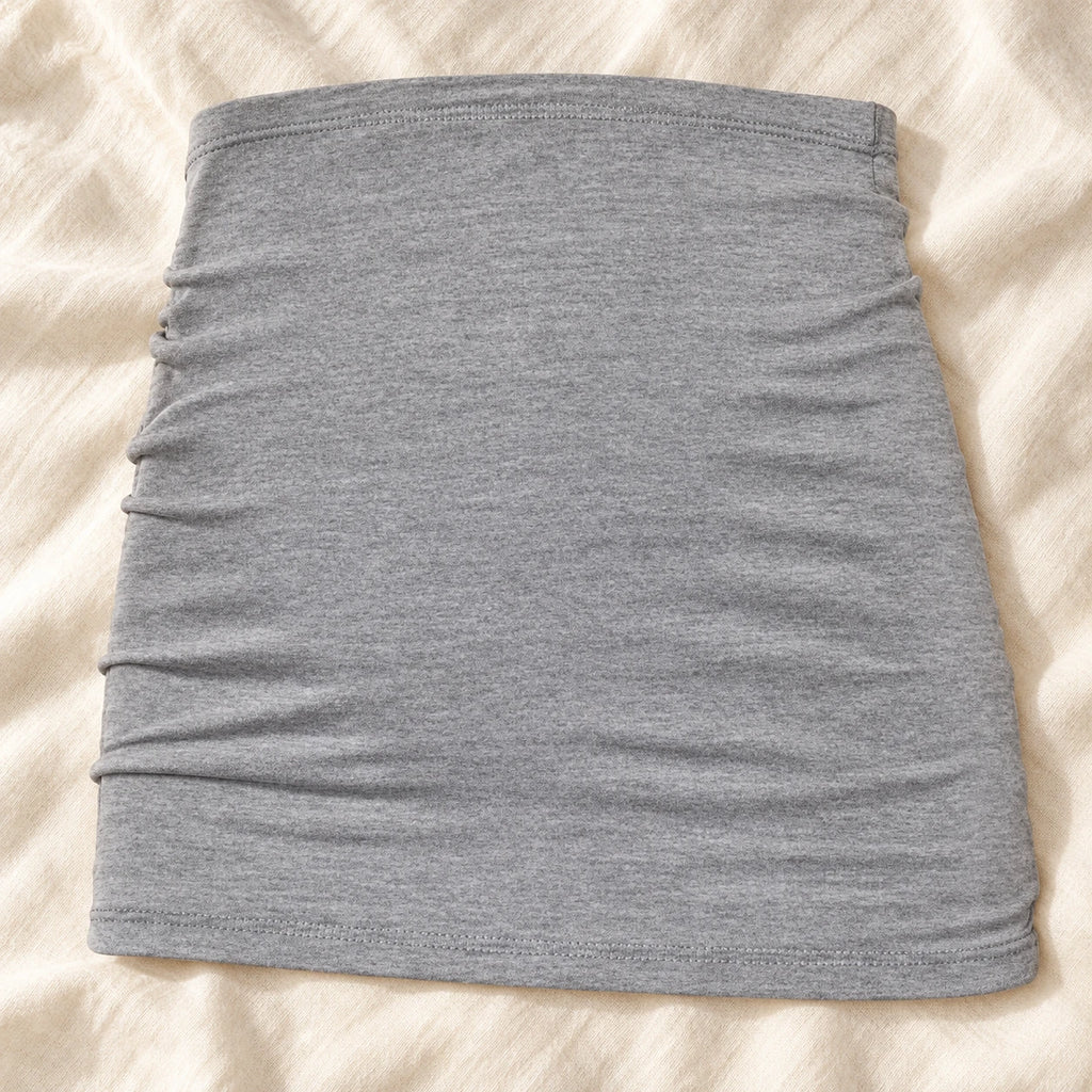 Tots & Moms stretch maternity band — grey — product on cream linen