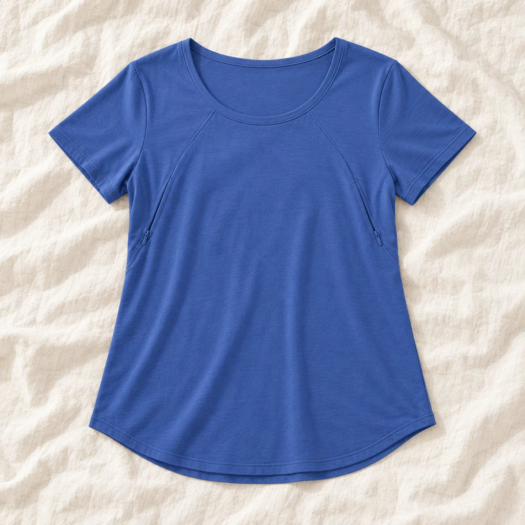Tots & Moms nursing T-shirt — Blue — product photograph