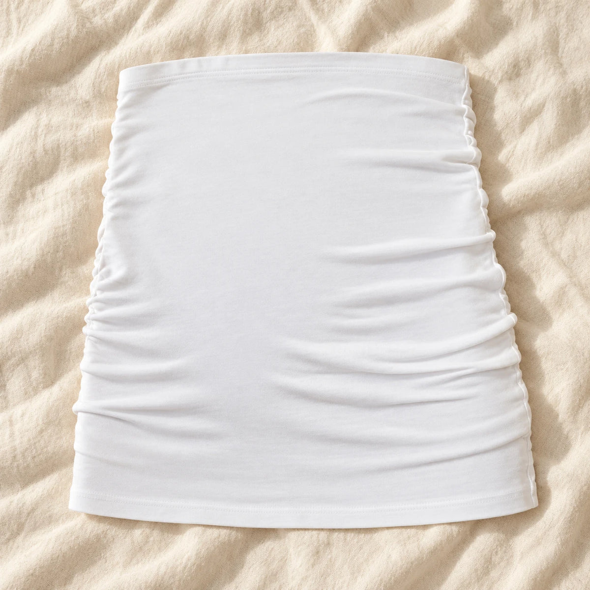 Tots & Moms stretch maternity band — white / China Mainland / M — product on cream linen