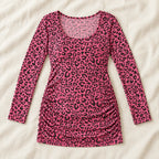 Printed Long-Sleeve Ruched Nursing Top — Red — product detail
