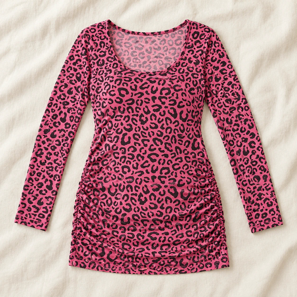 Printed Long-Sleeve Ruched Nursing Top — Red — product detail