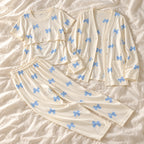 Tots & Moms three-piece nursing pyjama set — style SY-5606 — complete set on cream linen