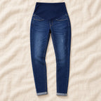 Elastic-Waist Maternity Pencil Jeans — Blue — product detail
