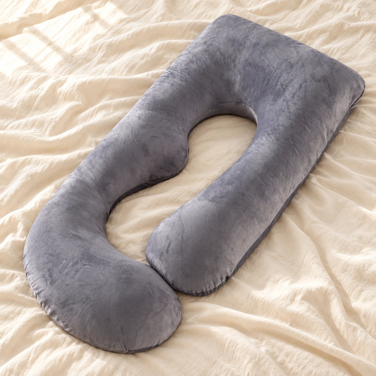 Tots & Moms full-body maternity pillow — G grey pillow — product photograph