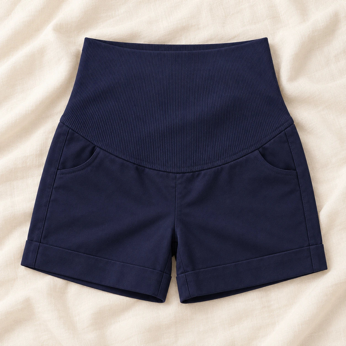 Adjustable-Waist Maternity Shorts — Navy blue — product detail