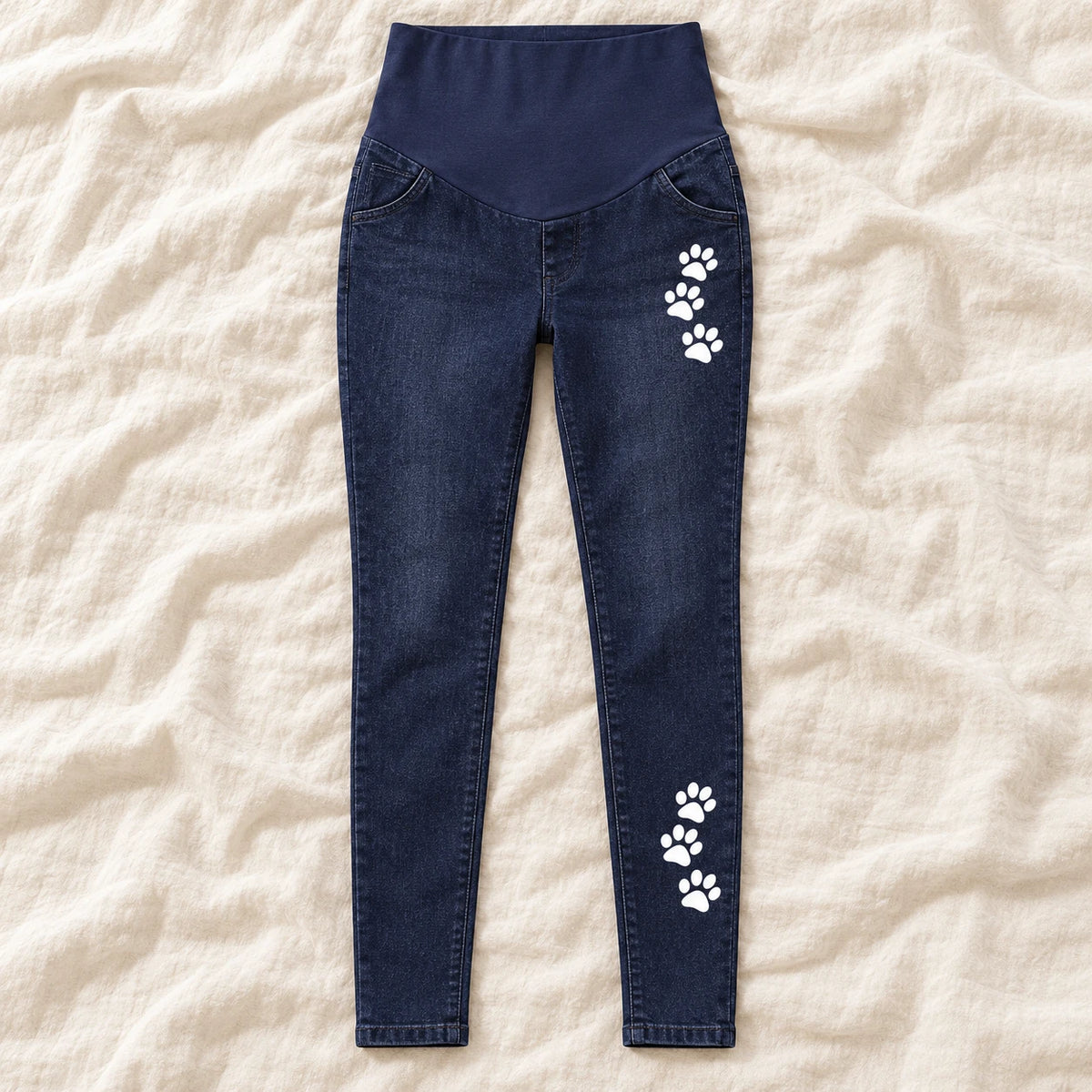Tots & Moms maternity jeans — Indigo — Paw Print, product view