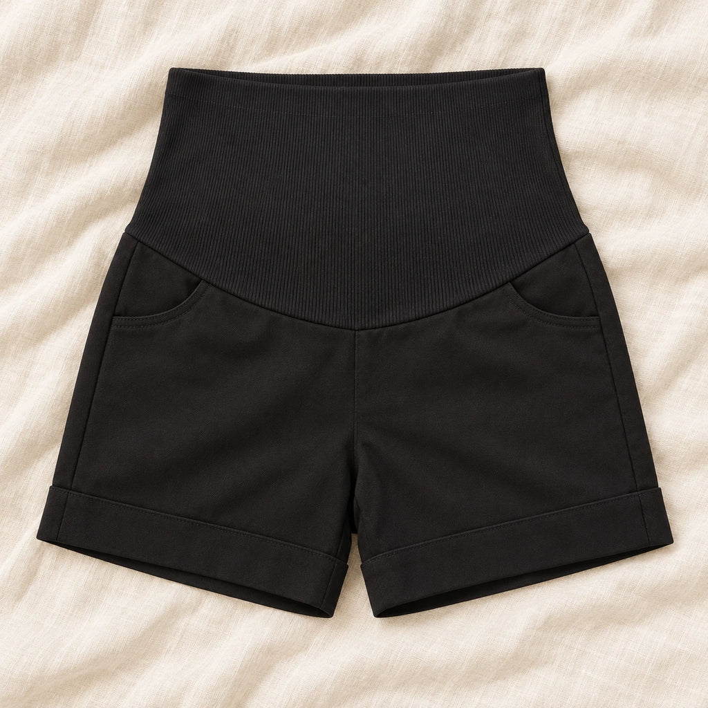 Adjustable-Waist Maternity Shorts — black — product detail