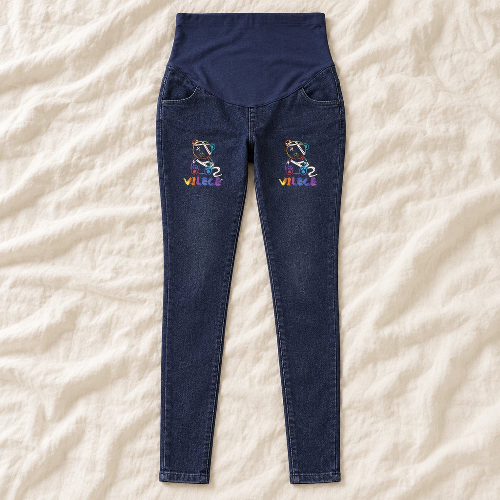 Tots & Moms maternity jeans — Indigo — Rainbow Teddy, product view