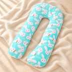Full-Body Pregnancy Pillow — 130 × 70 cm, Rabbit, product on cream linen