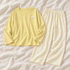 Long-Sleeve Nursing Pyjamas with Built-In Support — A02-24188 — product set on cream linen