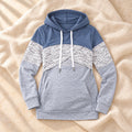 Printed Long-Sleeve Maternity Nursing Top, Blue, on warm cream linen