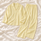 Long-Sleeve Maternity Pyjama Set — A02-77460 — product set on cream linen