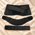 Three-Piece Maternity Support Belt Set, BLACK, on cream linen