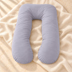 Detachable U-Shaped Pregnancy Pillow, GRAY, on warm cream linen