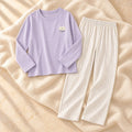 Long-Sleeve Nursing Pyjamas with Built-In Support, A02-24183, on cream linen