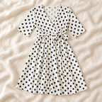 Tots & Moms V-neck maternity dress — White polka dot — product photograph