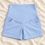 Adjustable-Waist Maternity Shorts — Light blue — product detail