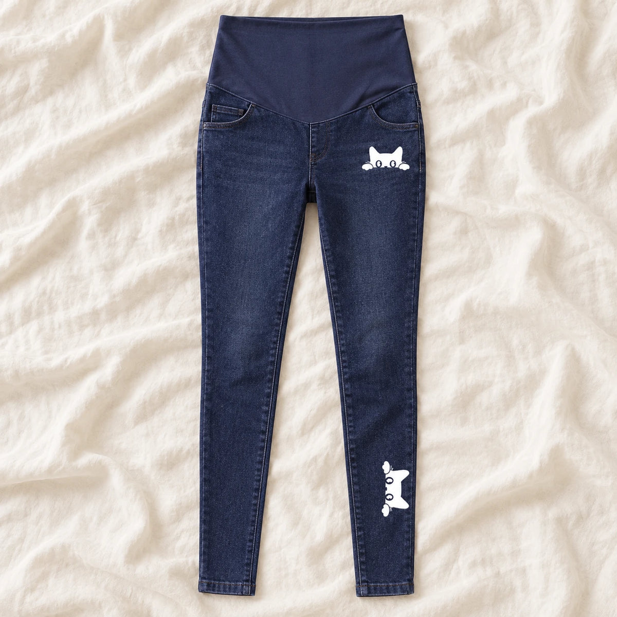 Tots & Moms maternity jeans — Indigo — Peeking Cat, product view