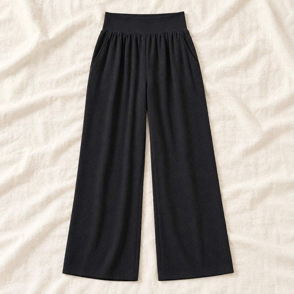 Lightweight Wide-Leg Maternity Trousers — Black — product detail