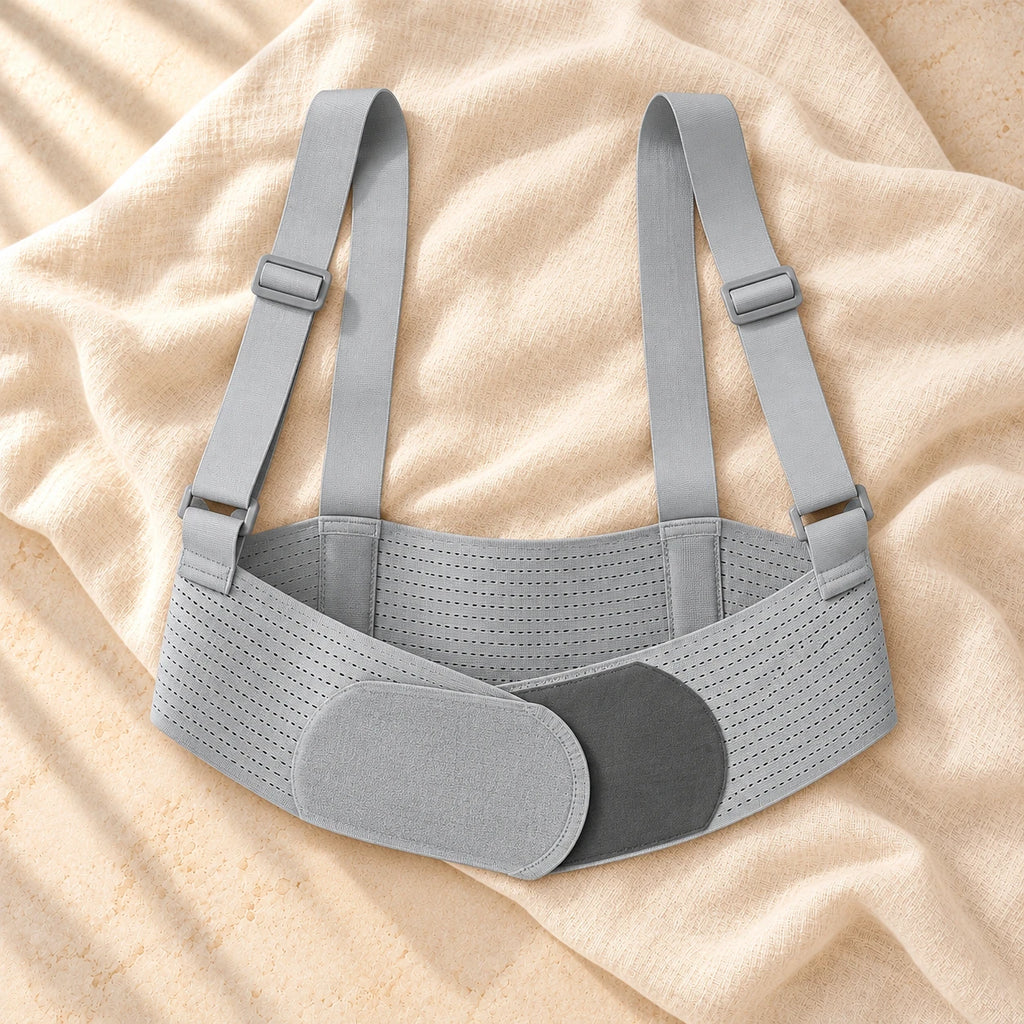 Maternity Belly Band with Back Straps, Gray-1PCS, on cream linen