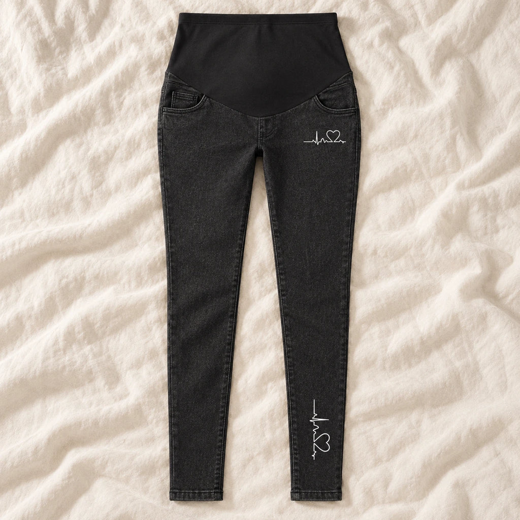 Tots & Moms maternity jeans — Black — Outline Heartbeat, product view