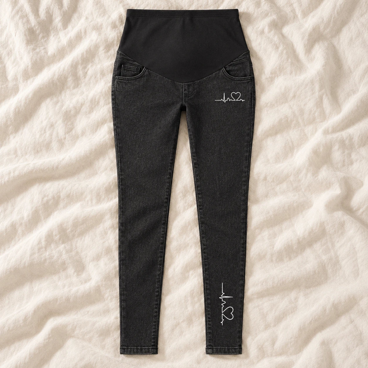 Tots & Moms maternity jeans — Black — Outline Heartbeat, product view
