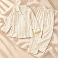 Long-Sleeve Maternity Pyjama Set, A02-77441, on warm cream linen