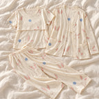 Tots & Moms three-piece nursing pyjama set — style SY-5605 — complete set on cream linen