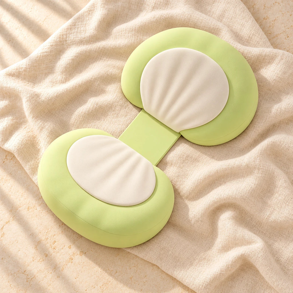 Memory-Foam Pregnancy Wedge Pillow, green, on warm cream linen