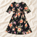 Tots & Moms V-neck maternity dress — Black floral — product photograph