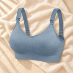 Wireless Clip-Down Nursing Bra — Single & Two-Packs — 1 bra — Blue, photographed on cream linen