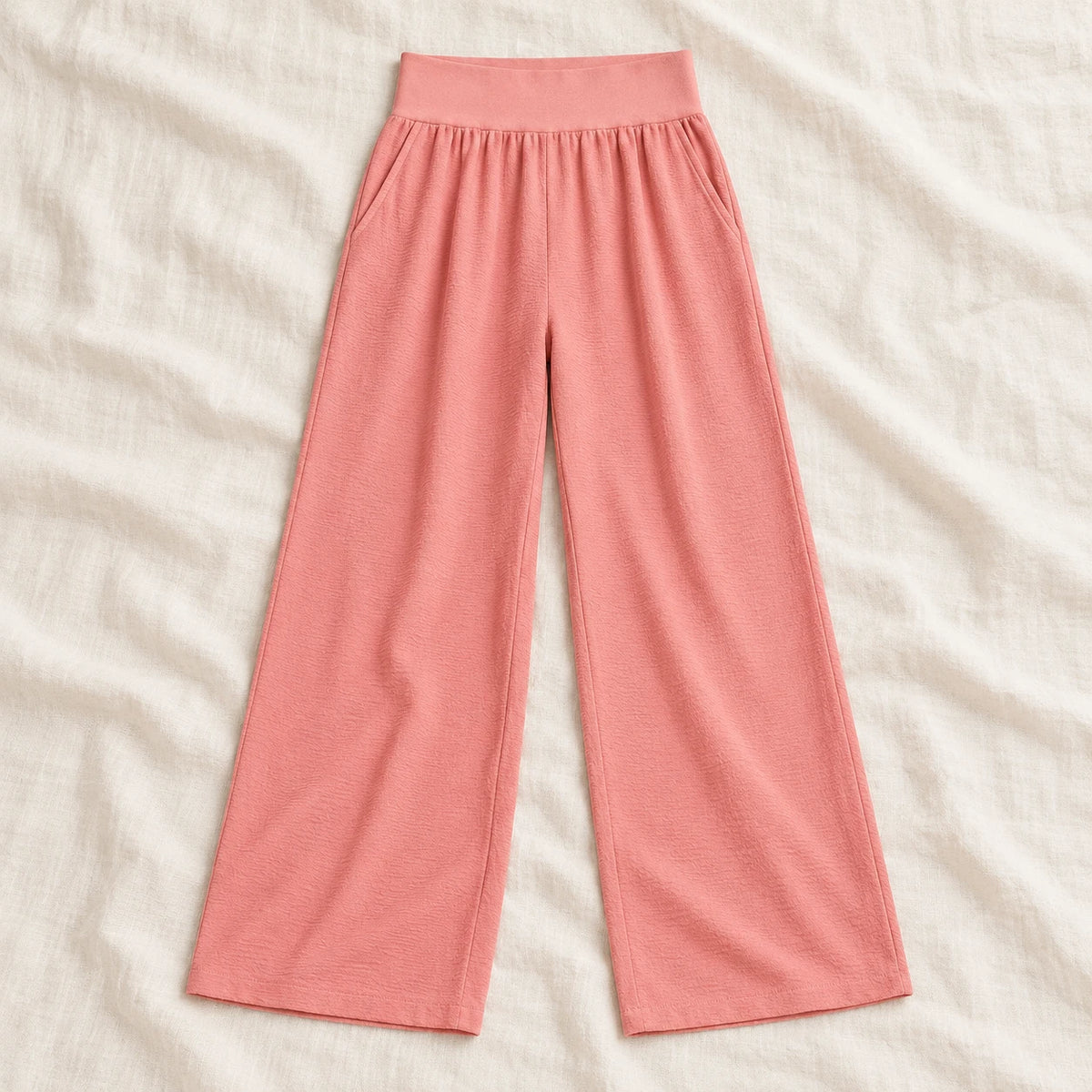 Lightweight Wide-Leg Maternity Trousers — Coral — product detail