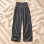 Relaxed Wide-Leg Maternity Trousers, Grey, on warm cream linen