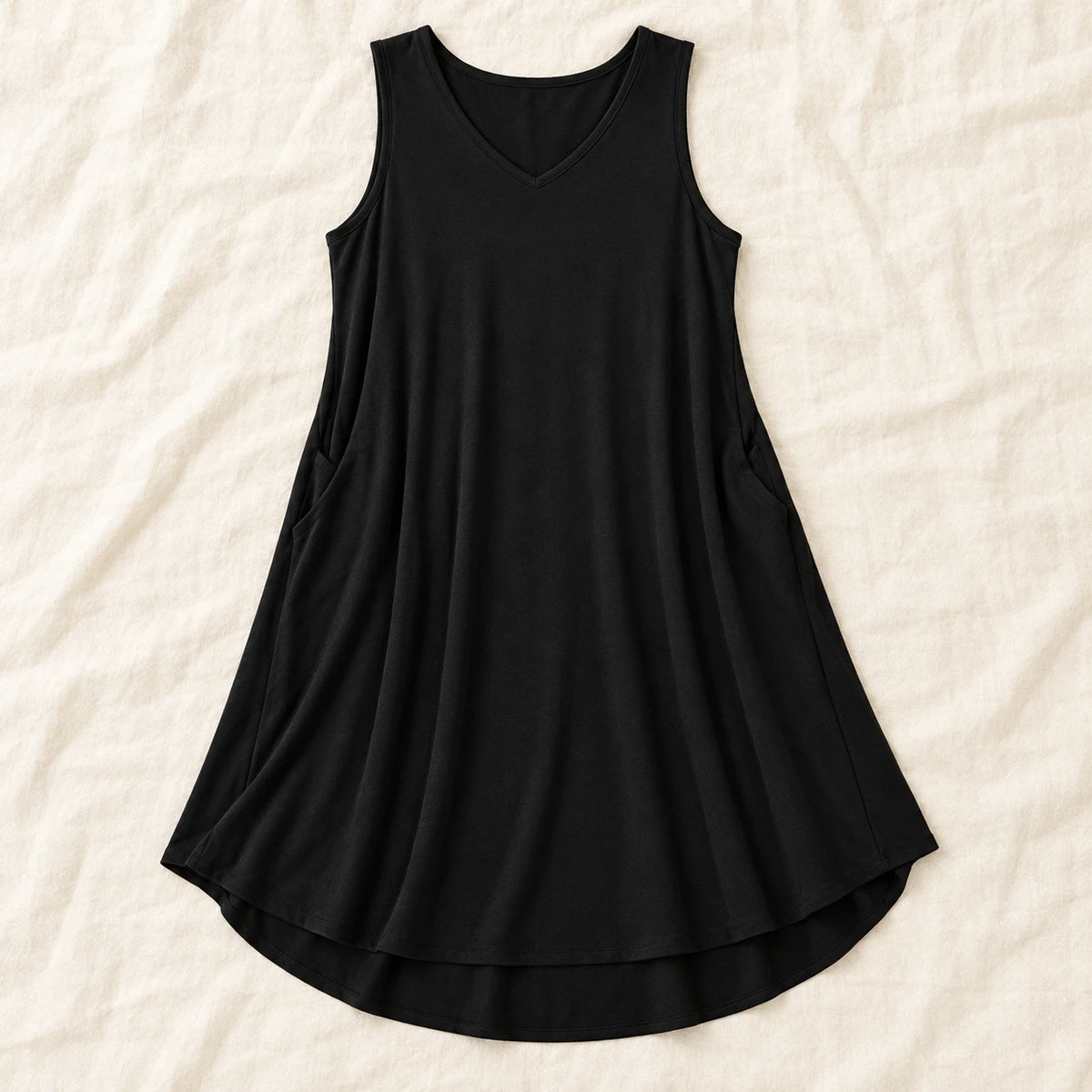 Sleeveless A-Line Maternity Dress — black — product detail