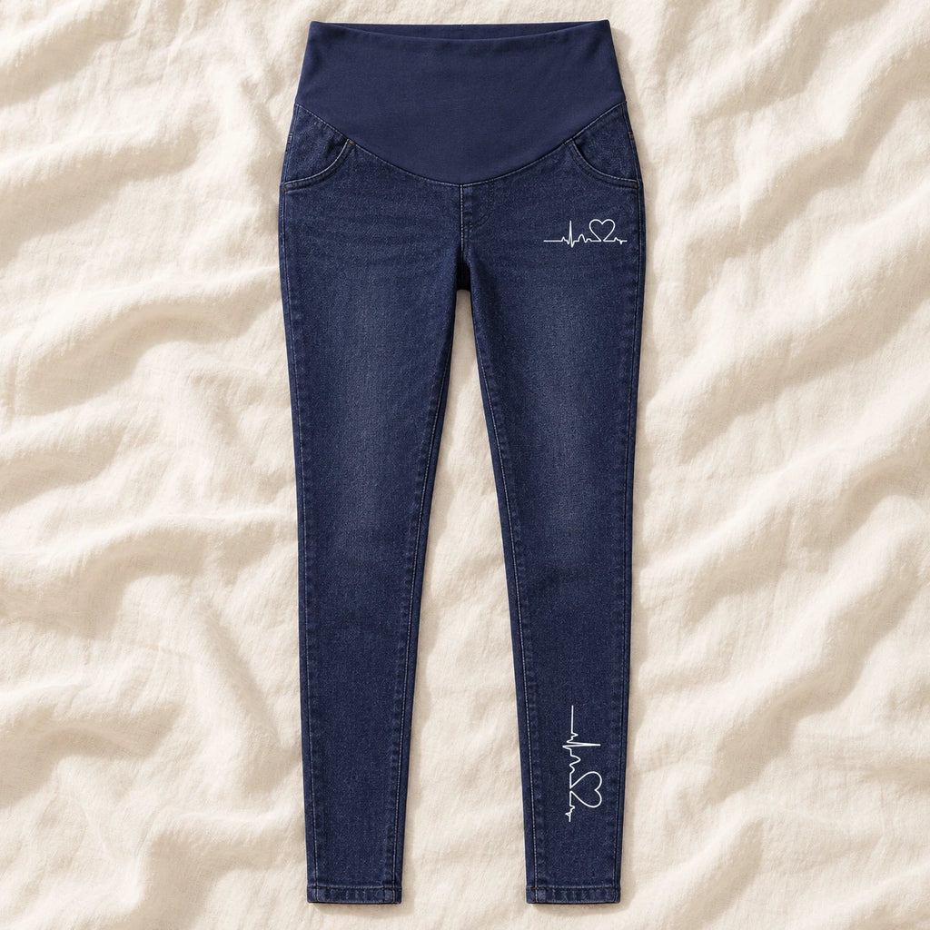 Tots & Moms maternity jeans — Indigo — Outline Heartbeat, product view