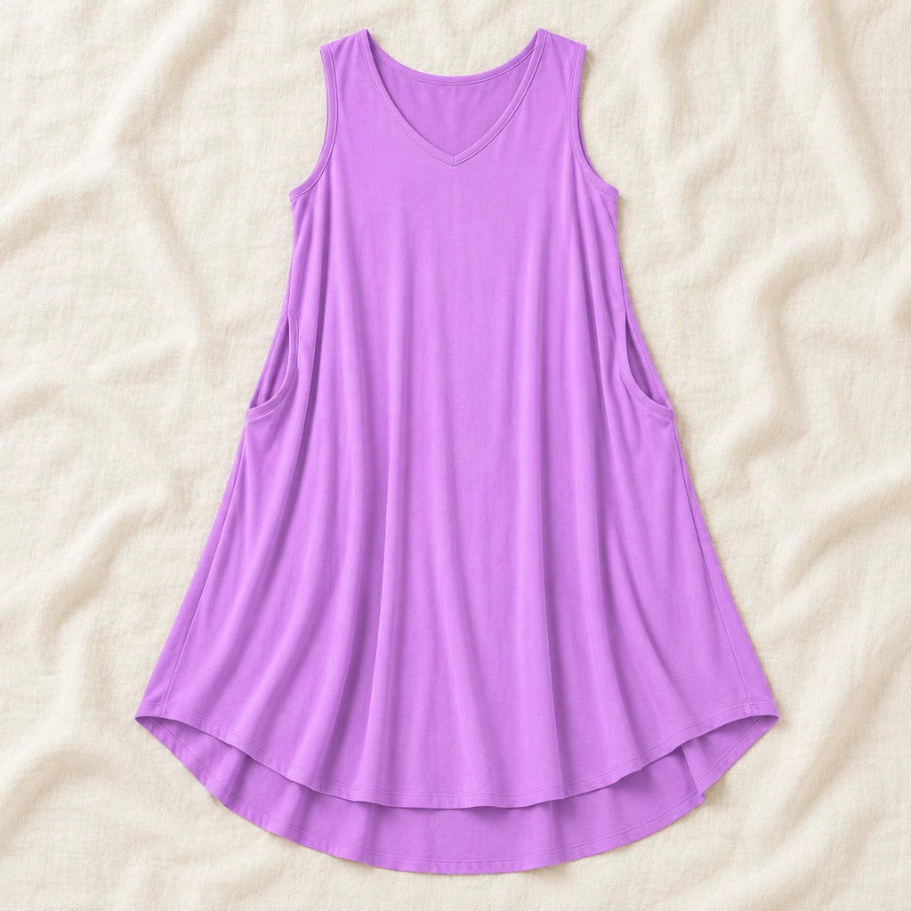 Sleeveless A-Line Maternity Dress — PURPLE — product detail