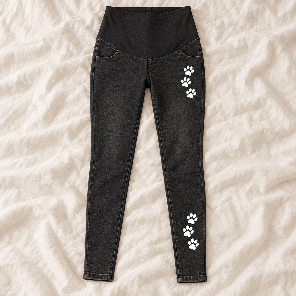 Tots & Moms maternity jeans — Black — Paw Print, product view