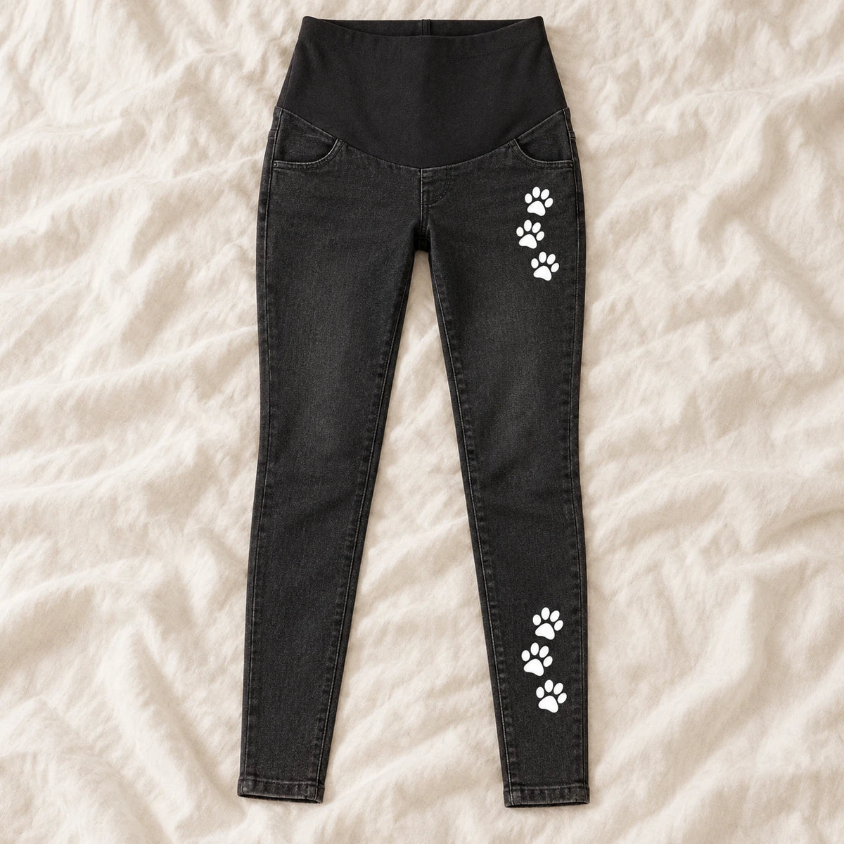 Tots & Moms maternity jeans — Black — Paw Print, product view