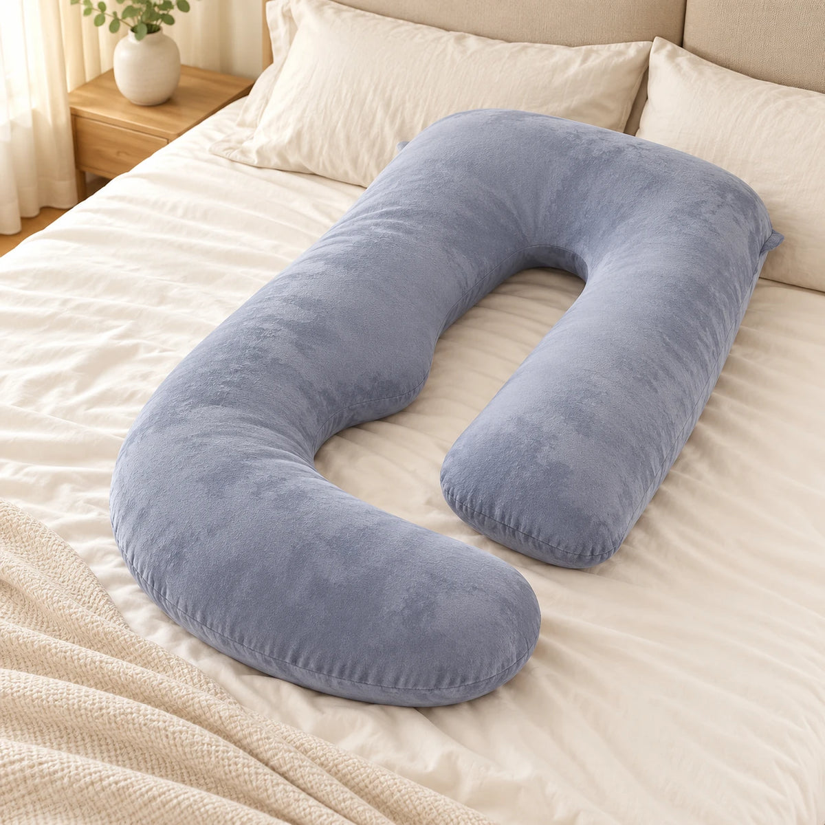 Tots & Moms U-shaped maternity pillow — Gray, product view