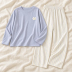 Long-Sleeve Nursing Pyjamas with Built-In Support — A02-24187 — product set on cream linen