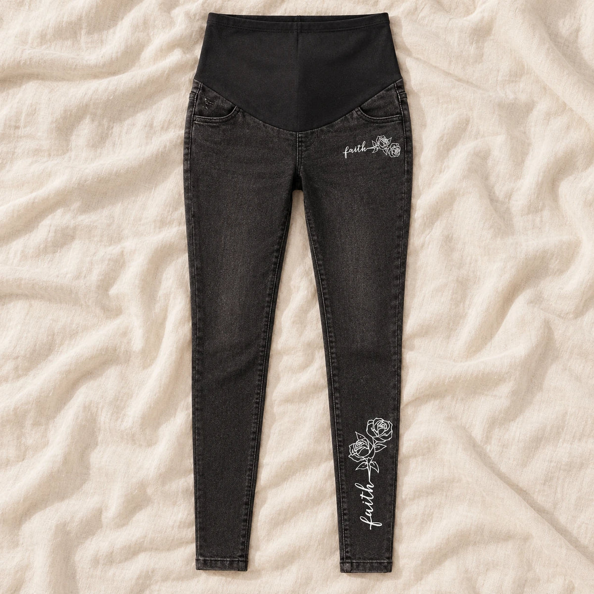 Tots & Moms maternity jeans — Black — Faith & Roses, product view